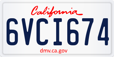 CA license plate 6VCI674
