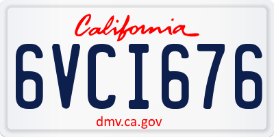 CA license plate 6VCI676