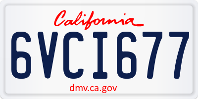 CA license plate 6VCI677