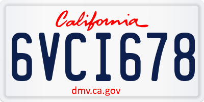 CA license plate 6VCI678
