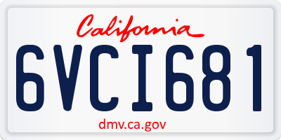 CA license plate 6VCI681