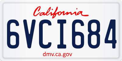 CA license plate 6VCI684