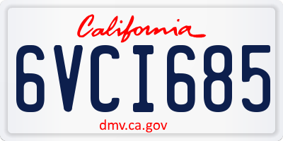CA license plate 6VCI685