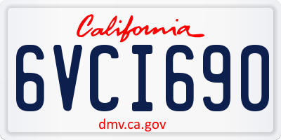 CA license plate 6VCI690