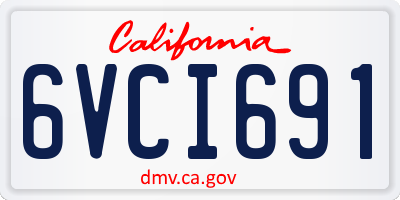 CA license plate 6VCI691