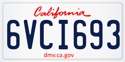 CA license plate 6VCI693