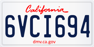 CA license plate 6VCI694