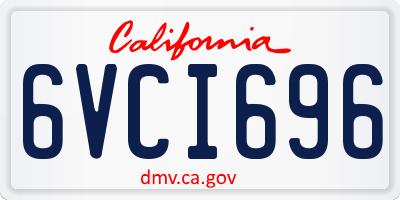 CA license plate 6VCI696