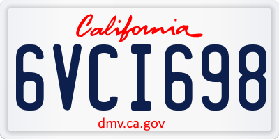 CA license plate 6VCI698