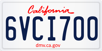 CA license plate 6VCI700