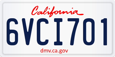 CA license plate 6VCI701