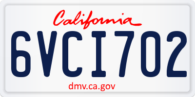 CA license plate 6VCI702