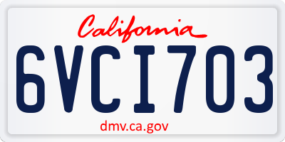 CA license plate 6VCI703