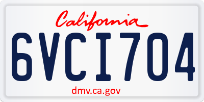CA license plate 6VCI704