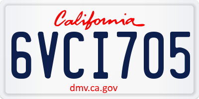 CA license plate 6VCI705