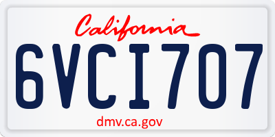 CA license plate 6VCI707