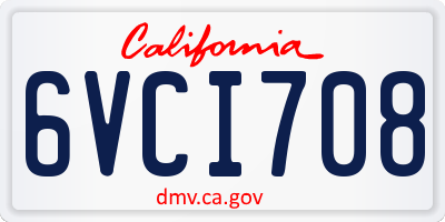 CA license plate 6VCI708