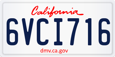 CA license plate 6VCI716