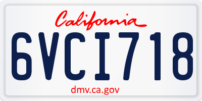 CA license plate 6VCI718