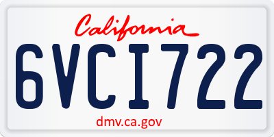 CA license plate 6VCI722