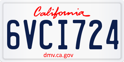 CA license plate 6VCI724