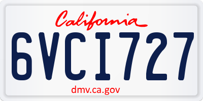 CA license plate 6VCI727