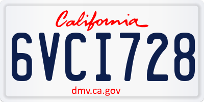 CA license plate 6VCI728
