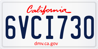 CA license plate 6VCI730