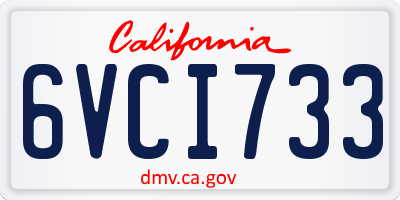 CA license plate 6VCI733