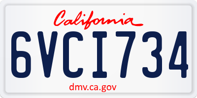 CA license plate 6VCI734