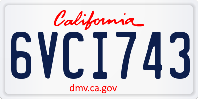 CA license plate 6VCI743