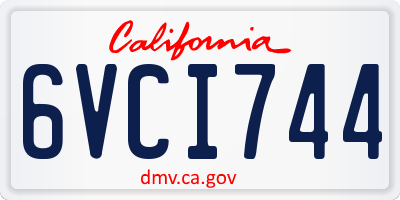 CA license plate 6VCI744