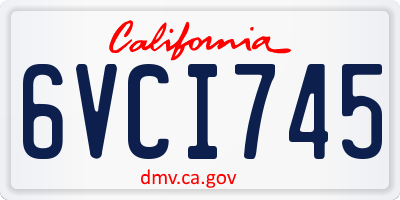 CA license plate 6VCI745