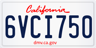 CA license plate 6VCI750