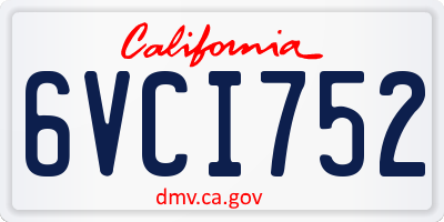 CA license plate 6VCI752