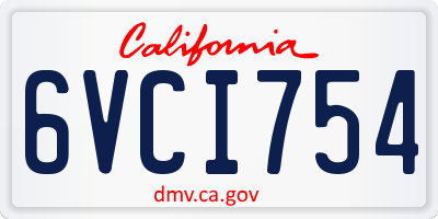CA license plate 6VCI754
