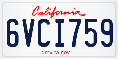 CA license plate 6VCI759