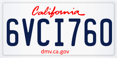 CA license plate 6VCI760