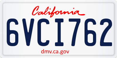 CA license plate 6VCI762