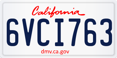 CA license plate 6VCI763