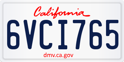CA license plate 6VCI765