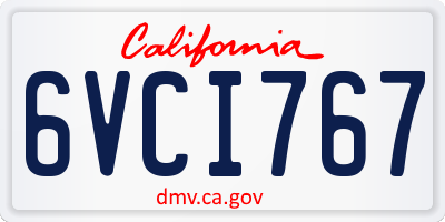 CA license plate 6VCI767