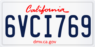 CA license plate 6VCI769