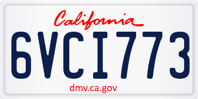 CA license plate 6VCI773