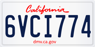 CA license plate 6VCI774