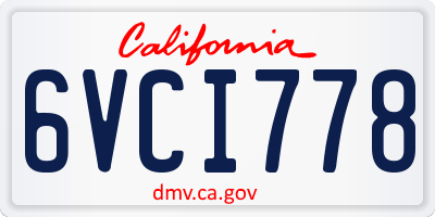 CA license plate 6VCI778