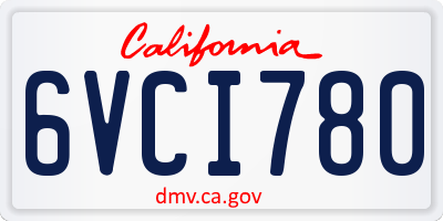CA license plate 6VCI780