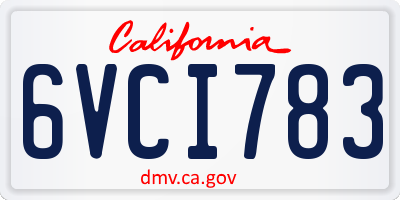 CA license plate 6VCI783