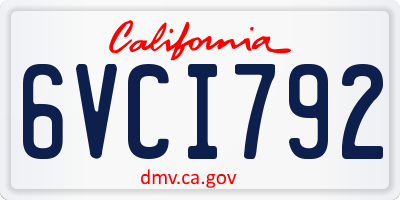 CA license plate 6VCI792