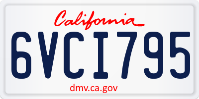 CA license plate 6VCI795